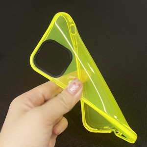 Étui de protection contre les chocs en TPU TPE, logo personnalisé, cadre d'appareil photo noir pour <span class=keywords><strong>iPhone</strong></span>, étui de téléphone transparent fluorescent néon pour Samsung - Product Image 5