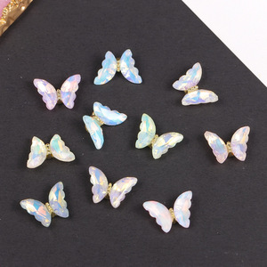 Décorations 3D en métal pour ongles, papillons irisés en strass et cristaux, accessoires de bijouterie DIY, lot en vrac - Product Image 4