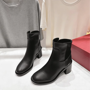 Botines de Tacón Cuadrado con Punta Redonda y Elástico en el Tobillo para Mujer, Uso Diario Informal y Estilo Urbano Valentinoing - Product Image 1