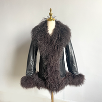 QIUCHEN QC21125 personnalisation hiver nouveau agneau mongol fourrure Bomber recadrée veste femmes manteau en cuir