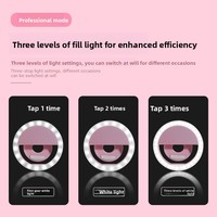 Support de téléphone portable avec anneau lumineux selfie rechargeable personnalisé, trépied portable à clip, support pour photographie de téléphone portable RK12, lumière de beauté portable