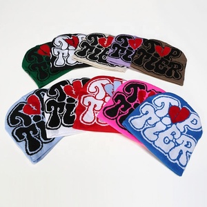 Gorro de invierno unisex personalizado, gorro de punto acrílico para exteriores, gorros de punto con logotipo personalizado, gorros Jacquard Y2k - Product Image 1