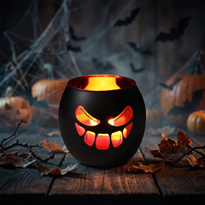 Lanterne de citrouille d'Halloween en métal noir avec visage sculpté, réutilisable, de haute qualité, pour la décoration de la maison et des fêtes - Product Image 5