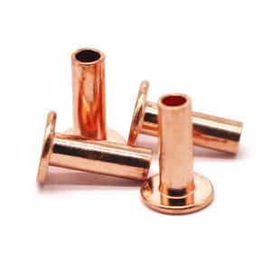 Rivets semi-tubulaires en cuivre rouge, tête bombée, finition brillante, norme ISO, personnalisables pour la fixation de quincaillerie en cuir - Product Image 2
