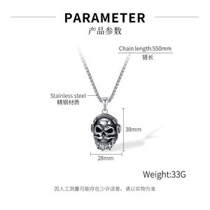 Vintage Punk Acero inoxidable 3D maqueta <span class=keywords><strong>escuchar</strong></span> música auriculares calavera esqueleto colgante gótico collar deslustre joyería gratis - Product Image 6