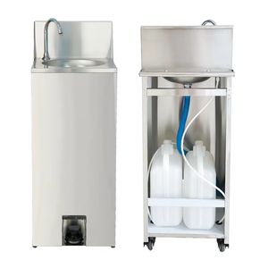 Estación de lavado de manos automática portátil moderna para exteriores, pedal de pie extraíble de acero inoxidable, acabado pulido para hoteles y hospitales - Product Image 2