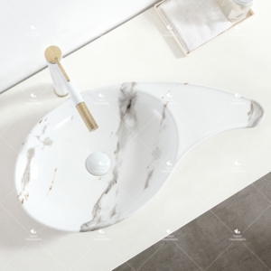 Venta al por mayor, venta directa, venta superior, forma especial, encimera de Color mármol negro, lavabo hecho a mano, lavabo de Arte de cerámica para Baño - Product Image 5
