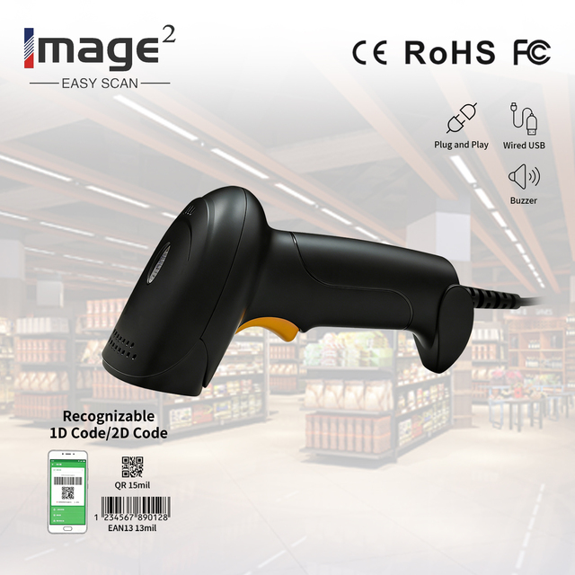 HC-700 Handheld Barcode Scanner 1d 2d Usb Wired Rugged for Bookstore Retail Barcode Scanner
