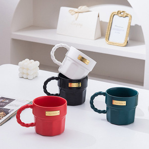 แก้วน้ำเซรามิกเคลือบเงา Nordic Luxury Golden Label 370 มล. 12 ออนซ์ แก้วกาแฟเซรามิก แก้วพอร์ซเลน แก้วสำหรับพิมพ์ลาย แก้วสีดำ - Product Image 1