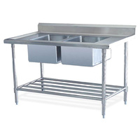 Évier double en acier inoxydable 304 brossé, certifié NSF, robuste, pour cuisine industrielle et commerciale, OEM ODM, style européen, réglable
