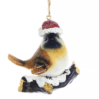 Figurine d'oiseau vintage personnalisée en résine OEM, sculpture animale de Noël, ornement suspendu d'usine, décoration de Noël en résine à suspendre