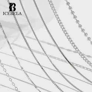 ICEBELA 도매 cadena de plata 925 사용자 정의 체인 고급 보석 925 스털링 실버 쿠바 링크 체인 목걸이 여성 남성