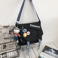 Nouveau style, sac bandoulière unisexe en nylon imperméable, fermeture éclair, sangle réglable, motif de dessin animé, 13 pouces, mode étudiante