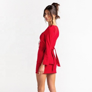 Microvestido de poliéster para fiesta, conjunto de Vestido corto de satén con corbatas polarizadas, ropa de noche, vestido ajustado por debajo de la rodilla - Product Image 2