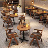 Ensembles de tables et chaises en bois massif pour bars, cafés, chaises de restaurant résistantes à l'usure et respirantes