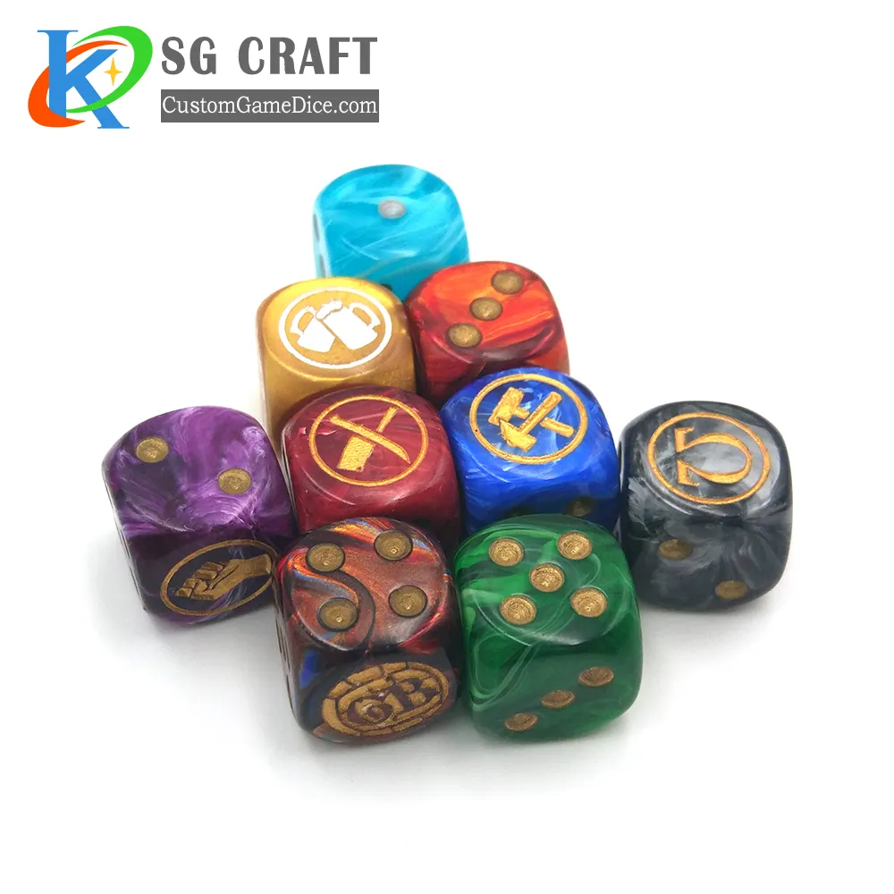 Manufacturers bulk D6 sided 12mm 16mm 19mm 22mm dice plastic resin engraved dnd d d game polyhedral custom dice