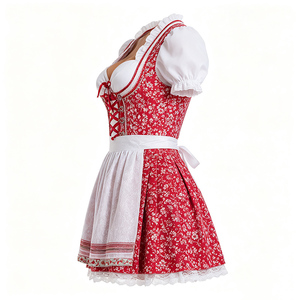 <span class=keywords><strong>Traje</strong></span> de <span class=keywords><strong>Oktoberfest</strong></span> para <span class=keywords><strong>Hombre</strong></span>, Vestido Mini Dirndl de Poliéster Rojo con Estampado Floral, Disfraz Tradicional Bávaro Alemán para Festival de la Cerveza con <span class=keywords><strong>Traje</strong></span> - Product Image 2