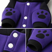 MEIQIPETBABY Costume de chien mignon en forme de chauve-souris pour l'hiver et Halloween, combinaison à capuche avec ailes en feutre, polaire violette pour petits chiens et chats