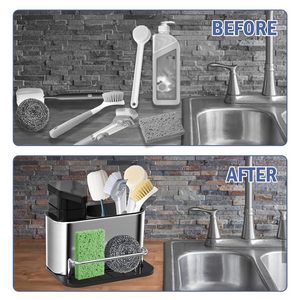 Stainless Steel Tidy Sink Organizer <b>Kitchen</b> Soap Pump and Sink <b>Caddy</b> - Product Image 3