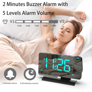 Réveil projecteur pour chambre à coucher avec port de charge USB, fonction snooze, affichage de la température et de l'humidité - Product Image 3