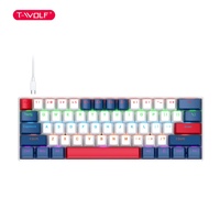 Clavier de jeu mécanique filaire T60, 61 touches, personnalisable, éclairage RGB, touches multimédias pour ordinateur portable/PC