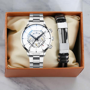 6033 Montre + Bracelet + Boîte pour Homme, Ensemble Montre Genève Bracelet en Acier Quartz, Bijou Cadeau - Product Image 2
