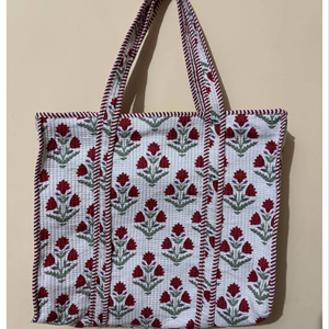 Bolso Tote de Algodón Acolchado con Estampado Floral, Juego de Bolsos Hechos a Mano Personalizados, Bolso de Mano, Bolso de Hombro a Precio de Mayoreo - Product Image 1
