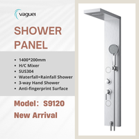 Ensemble de douche mural en acier inoxydable avec robinet cascade sanitaire pour salle de bain, double poignée, avec jets doux/jets puissants/massage pour usage hôtelier