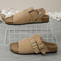 Sandales à plateforme surdimensionnées pour femmes, effet liège, avec boucle décorative et découpes, idéales pour la plage