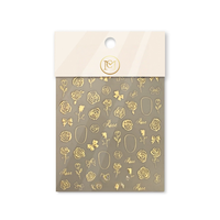 Usine En Gros Feuille D'or 3D Style Japonais Ongles Autocollants Rétro Conception Française Roses En Plastique 2D Art pour La Beauté Des Ongles Chaud Gratuit