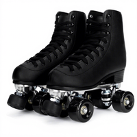 Patins à roulettes classiques noirs RS, élégants patins à roulettes quad pour la récréation des adultes