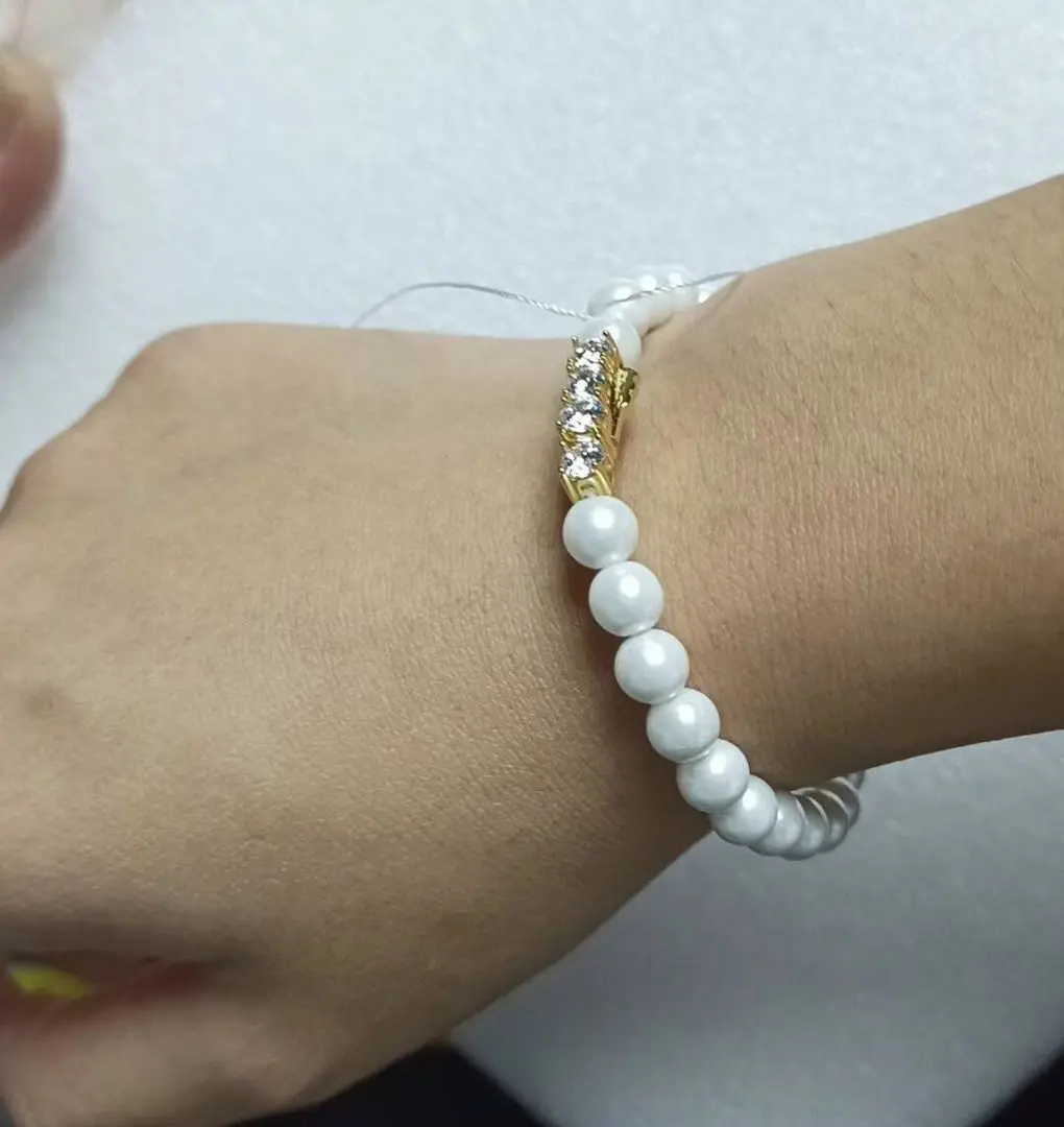 Bracciale in ottone conchiglia perla plastica perla bracciale