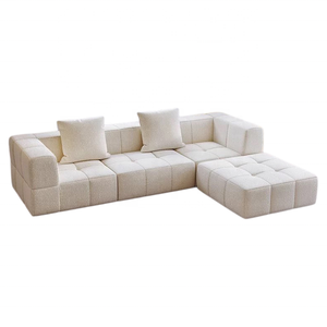 Sofá comprimido al vacío, sofá color crema estilo algodón de azúcar, sofá de recepción de tela de combinación libre - Product Image 1