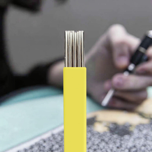 Aiguille de tatouage des sourcils jetable jaune à double rangée 0,35 mm, aiguille de stylo manuel de maquillage permanent PMU de qualité supérieure pour microblading - Product Image 2
