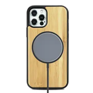 Magnetic wood Phone Case Fit for Magnetic Wireless Charger Shockproof Phone Case for iphone 13 14