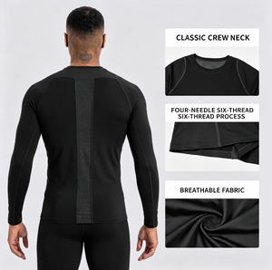 Maglietta Intima da <span class=keywords><strong>Uomo</strong></span> a Maniche Lunghe, Vestibilità Slim, Collo Tondo, Morbida ed Elastica, Tinta Unita, Casual - Product Image 2