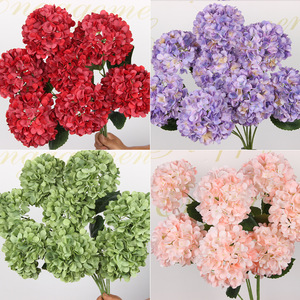 Fleurs d'hortensia artificielles, branche unique, en plastique PU et soie, pour la décoration intérieure et les arrangements floraux de mariage - Product Image 1