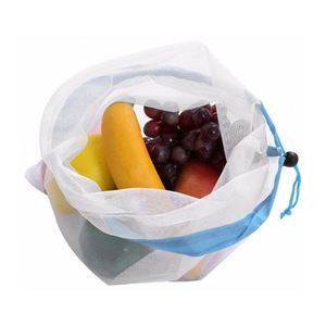 Sac de courses réutilisable en maille polyester, lavable, pour l'organisation des courses, des fruits, des légumes, des jouets et des articles divers, pour le rangement et les achats - Product Image 4