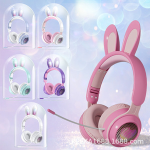 Casque de jeu sans fil et filaire KE-11 BT avec micro, LED en forme de cœur et oreilles de lapin - Product Image 3