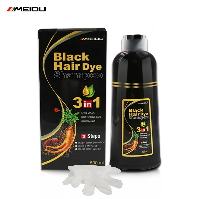 Лидер продаж из Таиланда, профессиональный производитель oem, мужской цвет черных волос с женьшенем, 3 в 1, натуральный быстродействующий травяной шампунь для окрашивания волос