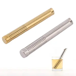 Nhỏ MOQ Tùy Chỉnh Logo Ống Hình Dạng Thép Không Gỉ Tea Strainer Stick