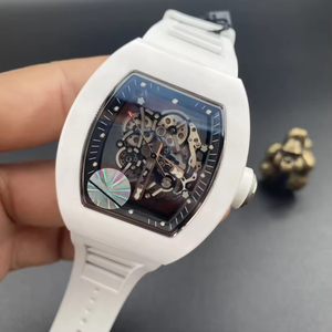Reloj Mecánico Automático Unisex de Diseño Moderno, Color Blanco Brillante, Forma de Tonneau, Cristal de Zafiro, Cerámica/Fibra de Carbono - Product Image 2