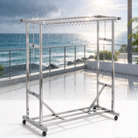 Séchoir à linge pliable double niveau en acier inoxydable robuste de 1,8 m, écologique et coupe-vent, pour salle de bain