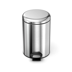 Cubo de Basura de Acero Inoxidable de 12L, Cilíndrico, con Tapa de Accionamiento con el Pie, para Uso en Interiores, Plateado, Negro, Blanco - Product Image 2
