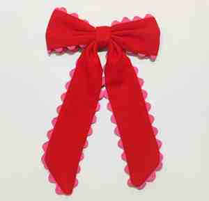 Fermagli per Capelli Personalizzati con Fiocco in Tessuto a Coda Lunga e Bordo Arricciato per Ragazze - Product Image 4