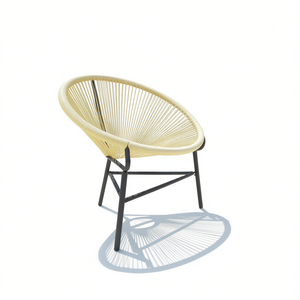 Chaise Acapulco en polyrotin beige, ronde, pour l'extérieur, mobilier de jardin, style design contemporain - Product Image 1