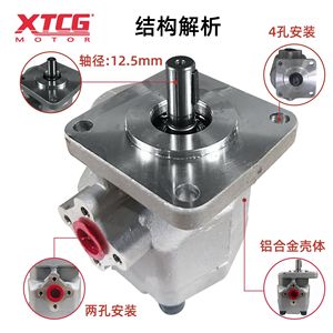 Pompe à engrenages hydraulique XTCG HGP-2A, arbre de 12,5 mm, corps en alliage d'aluminium, fixation à 4 trous - Product Image 1