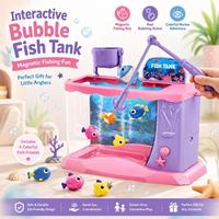 Mainan Memancing Ikan Gelembung Interaktif dengan Musik dan Lampu LED, Mainan Memancing Magnetik Akuarium Elektrik untuk Anak-Anak