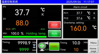 Controlador de Temperatura PID HMI para Horno Industrial Teshow MF43HYC-669-M-H005, PLC OEM/ODM, Material Plástico, Clasificación IP43, RS485
