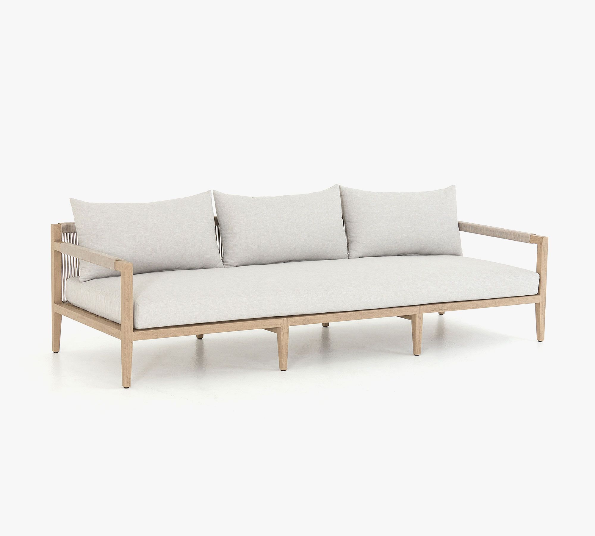 Hot Selling Simplistic High Quality Furniture Garden  Patio Outdoor Teak Sofa with Handwoven Rope